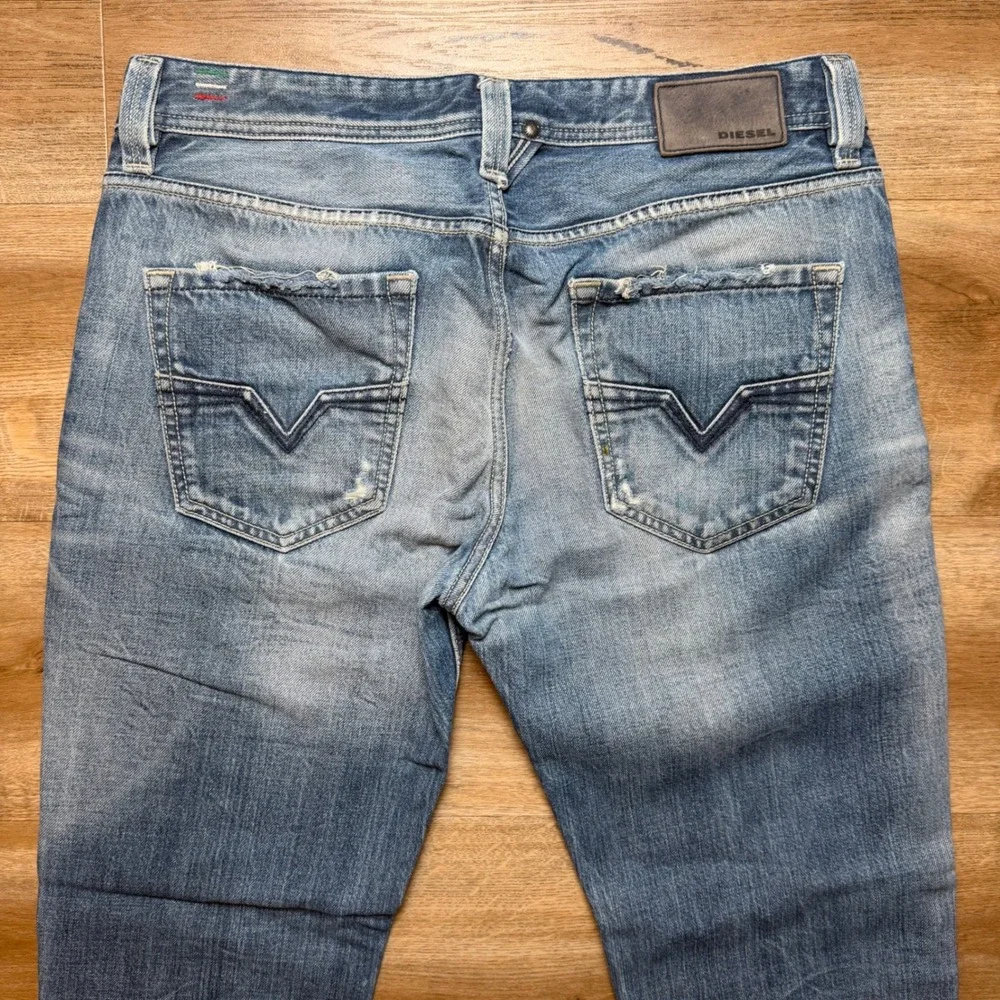 Diesel Larkee Jeans Mens 31x28 Blue Eyecons Edition Straight Distressed 008NE